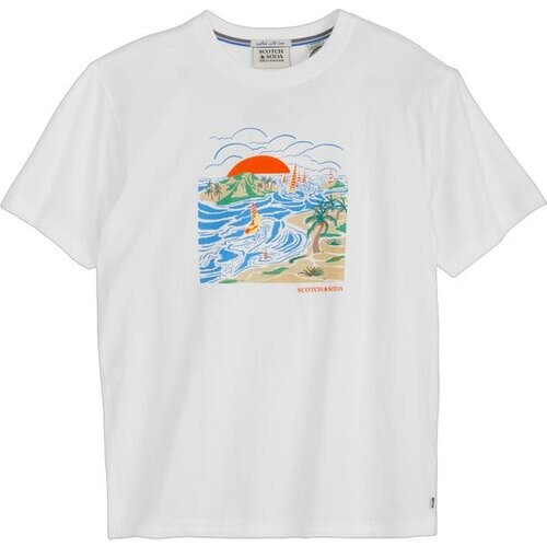 Tweedekans Scotch and Soda Graphic T-shirt - White - maat M Tweedehands