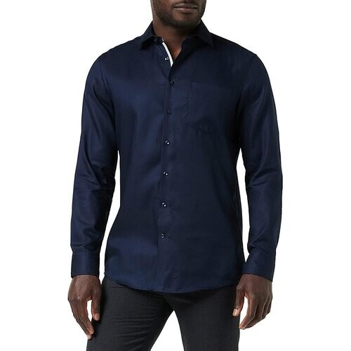 Tweedekans Seidensticker - 665 Business Shirt SF Spread Kent Patch12 - maat 41 - Navy Tweedehands