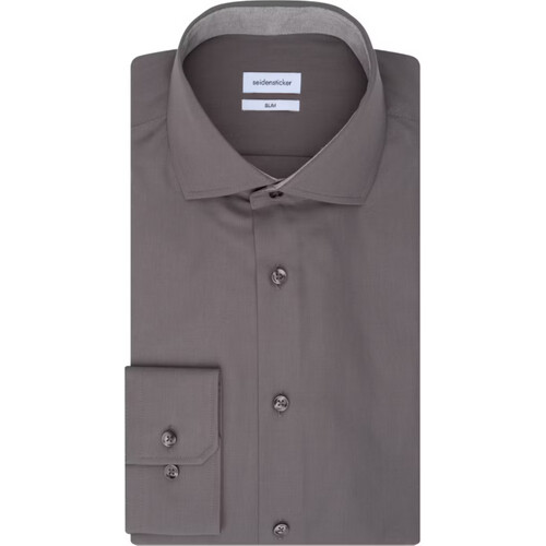 Tweedekans Seidensticker Business Shirt SF Spread Kent – Anthra 665 - Maat 38 – Slim Fit – 100% Katoen Tweedehands