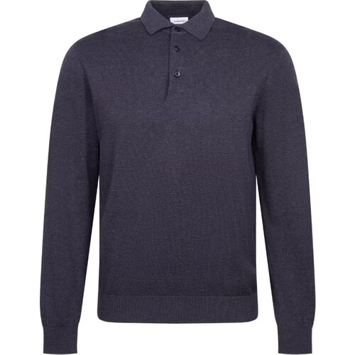 Tweedekans Seidensticker Gebreide Polo-Pullover Heren - Navy - Maat L - 100% Katoen Tweedehands