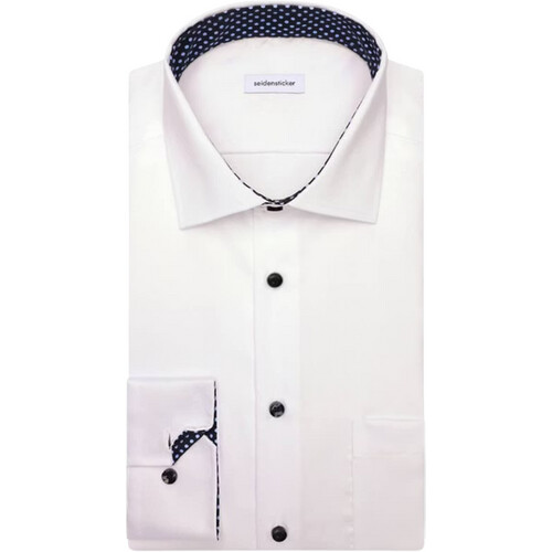 Tweedekans Seidensticker Heren Overhemd White - Slim Fit - New Kent Kraag - Maat 40 - Extra Lange Mouwen Tweedehands