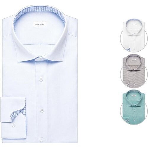 Tweedekans Seidensticker New Kent Business Shirt - 40 White - Regular Sleeve Slim Fit Tweedehands