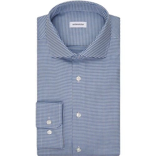 Tweedekans Seidensticker Overhemd Regular Fit - Spread Kent |-Mid Blue - Maat 42 - 100% Katoen Tweedehands