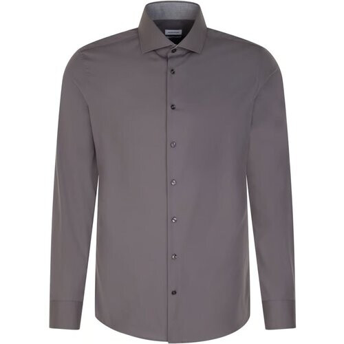 Tweedekans Seidensticker Overhemd - Slim - 100% Katoen - Antraciet - Maat 41 Tweedehands