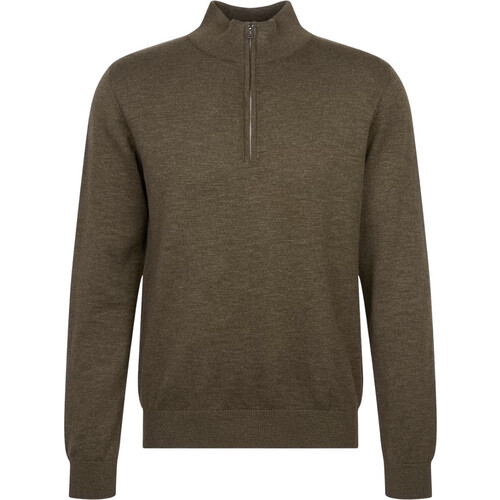 Tweedekans Seidensticker Quarter Zip Strickpullover Heren - Olive - 3XL Tweedehands