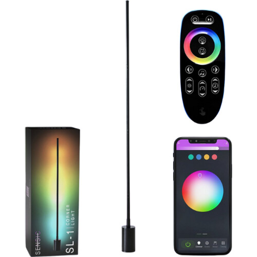Tweedekans Sensic SL-1 Hoeklamp met Afstandsbediening - RGB & Wit Licht - Smart Vloerlamp - Staande Lamp - App Besturing - Zwart Tweedehands