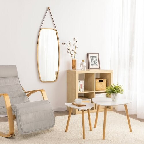 Tweedekans Set van 2 kleine tafels met planken, salontafel, salontafel, kleine tafel, bamboe, wit/naturel Tweedehands