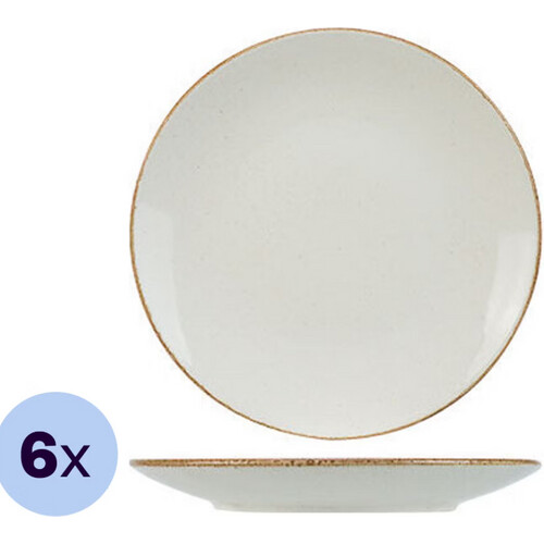 Tweedekans Set van 6 Cosy & Trendy Granite Ivory borden – 27 cm – tijdloos ivoorkleurig design Tweedehands