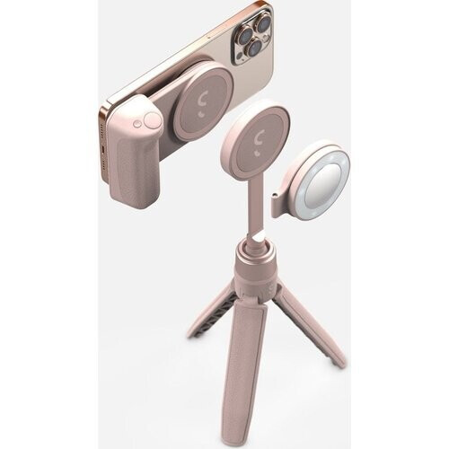 Tweedekans ShiftCam SnapGrip Creator Kit magnetische smartphone accessoires - statief - selfiestick - telefoongrip - ingebouwde powerbank - ringlight - MagSafe compatibel - Pink (roze) Tweedehands