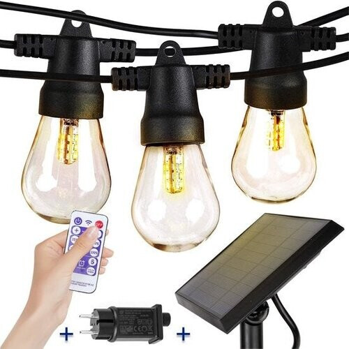 Tweedekans SHINE Lichtsnoer Buiten – Solar Prikkabel – Vintage Basic LED Slinger – 15m – Afstandsbediening Tweedehands