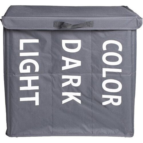 Tweedekans Shine XL Wasmand met 3 Vakken voor Lichte, Donkere en Gekleurde Was - Met Draaggrepen en 4 Wielen - Duurzaam - Inhoud 120 Liter - Grijs Tweedehands