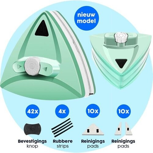 Tweedekans ShopWise Magnetische Ramenwasser Voor Dubbelglas - Incl. Reinigingspads, Strips & Meer - Tot 25mm - Geschikt voor HR/HR++ - Ruitenreiniger - Ruitenwasser - Ruitenwisser - Ramenwisser - Raamwisser - Raamwasser - Raamtrekker - 2023 MODEL Tweedehands