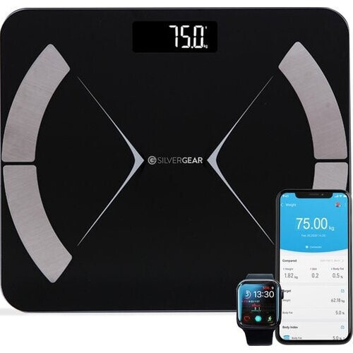 Tweedekans Silvergear Weegschaal Personenweegschaal - Slimme Weegschaal met Lichaamsanalyse 14x - App - Zwart Tweedehands