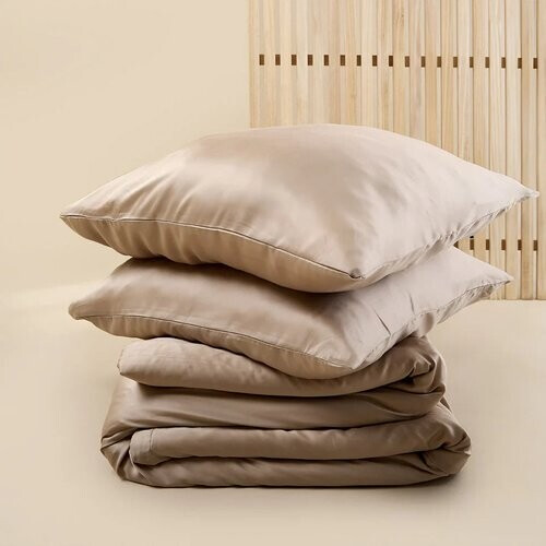 Tweedekans Sjumo – Tencel Sateen Dekbedovertrek – 260x220 cm – Honey Glow Tencel & Katoen-Satijn – Hoogwaardige Glans & Zijdezacht – Antiallergisch & Ademend – Inclusief 2 Gratis Kussenslopen Tweedehands