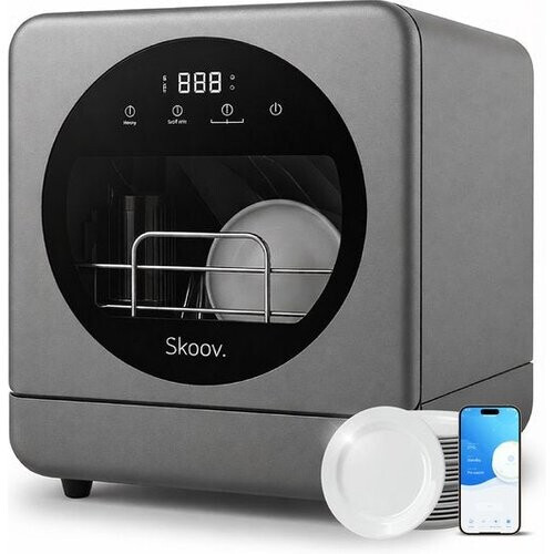 Tweedekans Skoov Mini Vaatwasser met waterreservoir - 5 couverts - 6 wasprogramma's - 45cm - Kleine smalle vrijstaande afwasmachine - Camping - Grijs Tweedehands