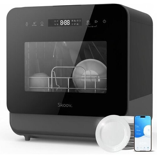 Tweedekans Skoov Mini Vaatwasser met waterreservoir PRO - 3 couverts - 6 wasprogramma's - Zwart Tweedehands