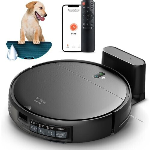 Tweedekans Skoov Robotstofzuiger – Met Dweilfunctie, App-bediening & 2000 PA Zuigkracht – 30 x 30 x 9,7 cm – Zwart Tweedehands