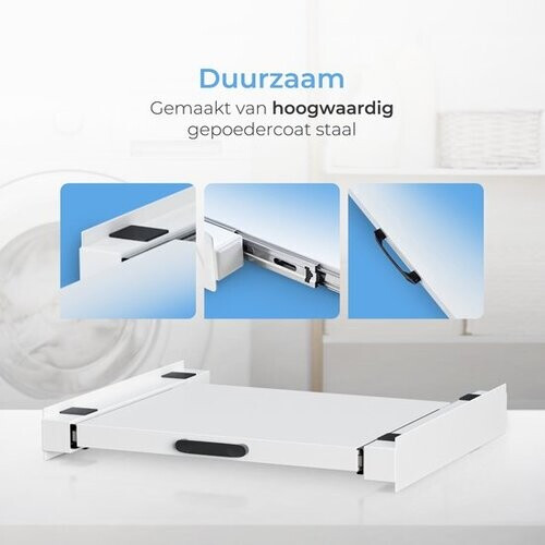 Tweedekans Skoov Tussenstuk voor Wasmachine & Droger - Stapelkit - Met uitschuifbare plank - Universeel - Droogkast - Meubel - incl. trildempers en spanband Tweedehands