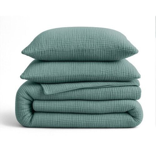 Tweedekans Sleeptime 2 in 1 Mousseline Dekbed - Dekbed zonder Overtrek Inclusief Kussensloop - 240x200 - Groen Tweedehands