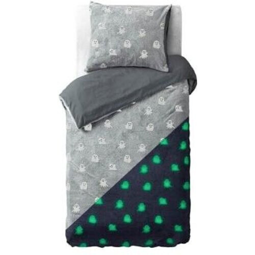 Tweedekans Sleeptime dekbedovertrek Glow in the dark Spooky Grey 140 x 200/220 cm Tweedehands