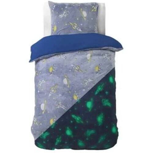 Tweedekans Sleeptime Glow in the dark Space Dekbedovertrek - 140X200/220 + 1 x kussensloop 60x70 - Blauw Tweedehands