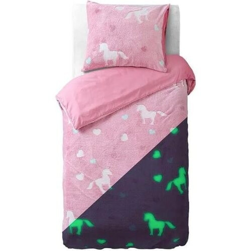 Tweedekans Sleeptime Glow in the Dark Unicorn Dekbedovertrek - 140x200/220 + 1 kussensloop 60x70 - Roze Tweedehands