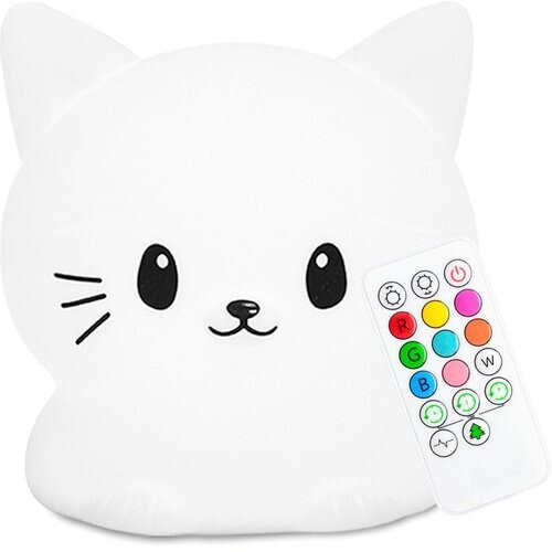 Tweedekans Sleepy Friends Sleepy Friends Kinder Nachtlampje Kat – 8 Kleuren – USB Oplaadbaar – Dimbaar – 95,2 x 97,4 x 100 mm – Grijs Tweedehands