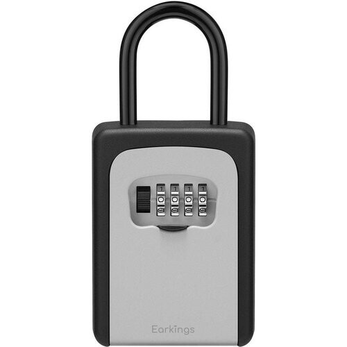 Tweedekans Sleutelkluis Hangslot - Sleutelkluisje met Code voor Buiten - Sleutelkastje met Haak Inclusief Wandmontage - Hangslot Cijferslot Earkings Kluisje met Cijferslot Grijs Tweedehands