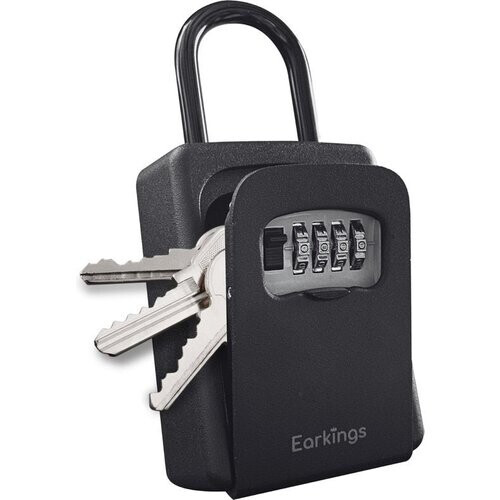 Tweedekans Sleutelkluis Hangslot - Sleutelkluisje met Code voor Buiten - Sleutelkastje met Haak Inclusief Wandmontage - Hangslot Cijferslot Earkings Kluisje met Cijferslot Zwart Tweedehands
