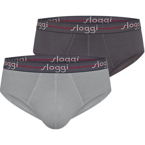 Tweedekans Sloggi Start Midi 2-Pack Slip - Heren - Katoen/Elastaan - Regular Waist - Elastische Band - Zwart/Grijs - Maat XL Tweedehands