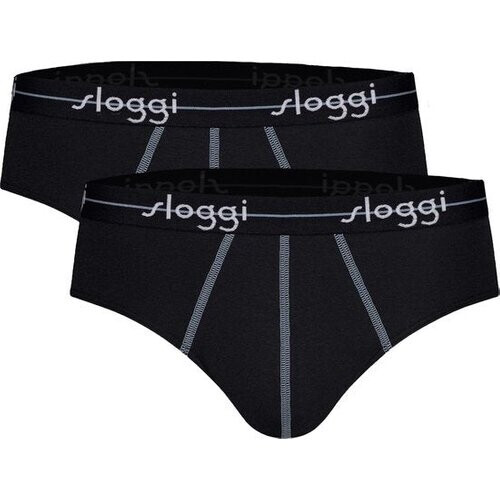 Tweedekans sloggi Start Midi 2-Pack Slip - Heren - Katoen/Elastaan - Regular Waist - Elastische Band - Zwart - Maat XL Tweedehands