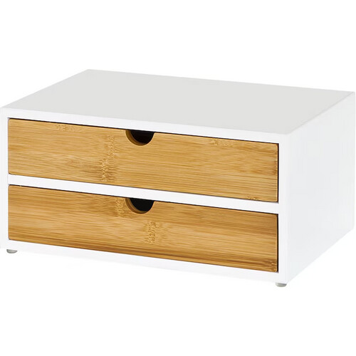 Tweedekans SoBuy 2-Laags Opberglade voor Koffiecapsules - Organizer voor Koffie en Theezakjes - 30 x 20 x 14 cm - Wit Tweedehands