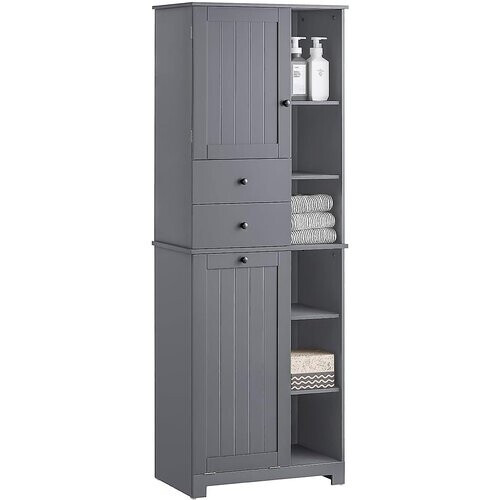 Tweedekans Sobuy Badkamer Kast met Wasmand - Zwart - 60x37x170 cm Tweedehands