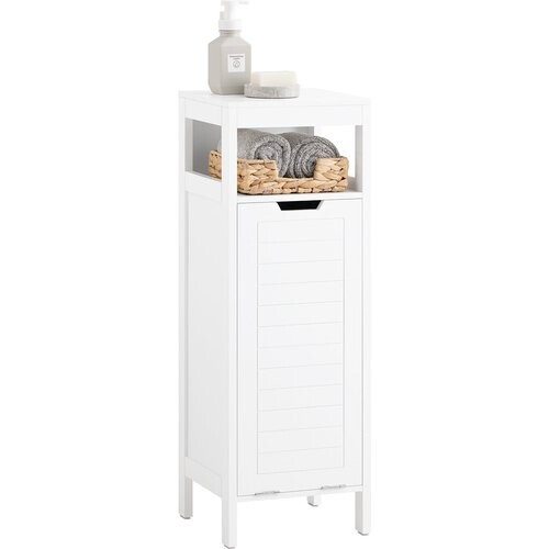 Tweedekans SoBuy Badkamerkast met 1 lade - Incl. 1 uitneembare wasmand - 30 x 30 x 90 cm - Max. 15KG - Wit Tweedehands