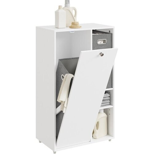 Tweedekans SoBuy Badkamermeubel met wasmand, Opbergkast met 2 stoffen manden, ruimtebesparend, vuile was, Wit, voor wasruimte BZR218-W Tweedehands