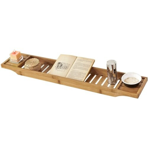 Tweedekans SoBuy Badplank van Bamboe – 80 cm – Massief Hout, Multifunctioneel voor Badkamer, Keuken of Woonkamer – Naturel Tweedehands