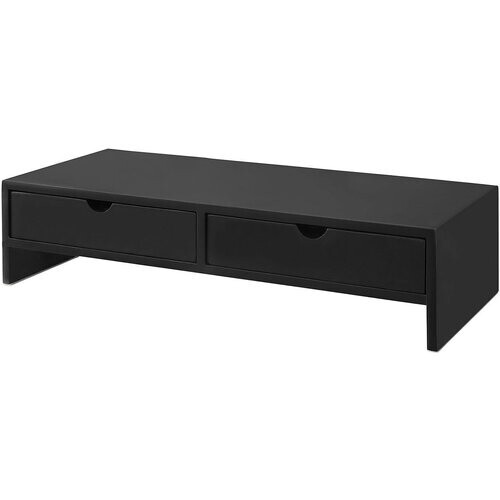 Tweedekans SoBuy BBF02-Sch Monitorstandaard Computerstandaard Bureau-organizer met 2 Laden - 47x11x18cm (Zwart) Tweedehands