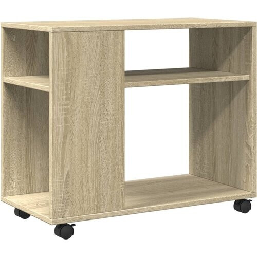 Tweedekans SoBuy Bijzettafel op wieltjes - 35x70x60 cm - Max. 10KG - Houtkleur Tweedehands
