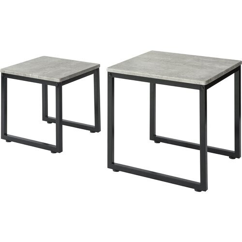 Tweedekans SoBuy Bijzettafels - Set van 2 - 50x50x50 cm - Max. 15KG - Grijs Tweedehands