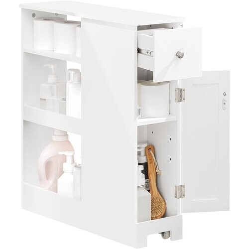 Tweedekans SoBuy BZR106-W Smalle Badkamerkast - Wit - 65x20x70 cm Tweedehands