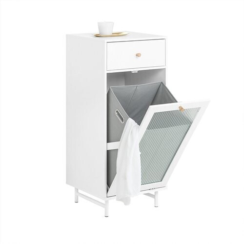 Tweedekans SoBuy BZR116-W Waskast met Lade - Uitneembare Wasmand - 40x40x96 cm - Wit Tweedehands