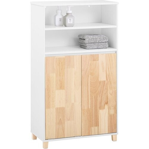 Tweedekans SoBuy BZR143-WN Badkamermeubel met Afneembare Wasbak, 3 Vakopslag en Wasmand – Wit, 64x33x110 cm Tweedehands