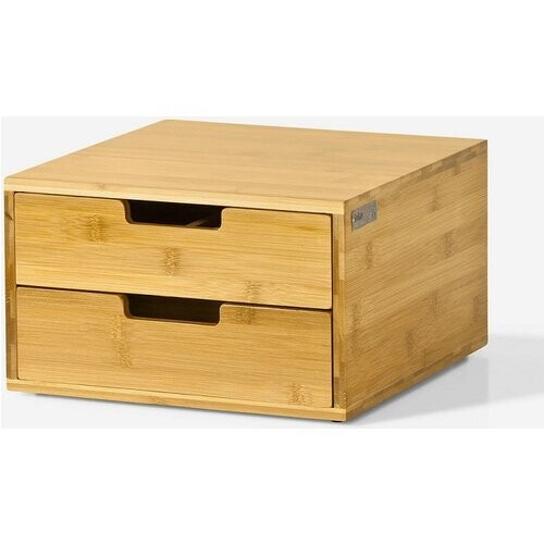Tweedekans SoBuy Capsulehouder met 2 Lades - Bamboe - 30 x 18 x 31 cm Tweedehands