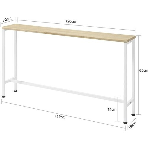 Tweedekans SoBuy Consoletafel - Metalen Hal - Naturel/Wit - 120x65x20cm Tweedehands