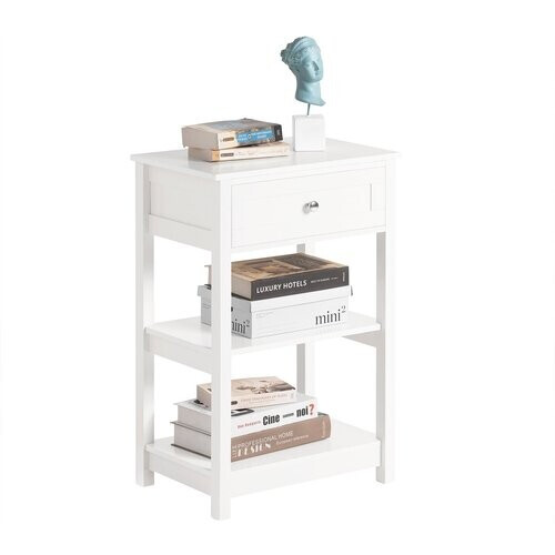 Tweedekans SoBuy FBT46-W Nachtkastje - Wit - 2 Planken - 1 Lade - 45x68x30 cm Tweedehands