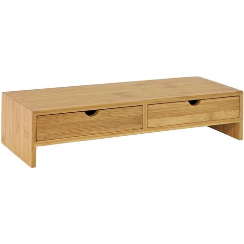 Tweedekans SoBuy FRG198-N Monitorstandaard - 2 Laden - 18 x 45 x 11 cm - Bamboe Tweedehands