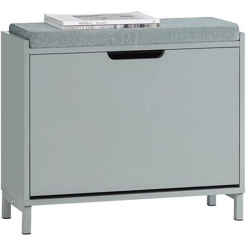 Tweedekans SoBuy FSR151-K-HG Schoenenbank - Grijze Opbergbank met Klep & Kussen Tweedehands