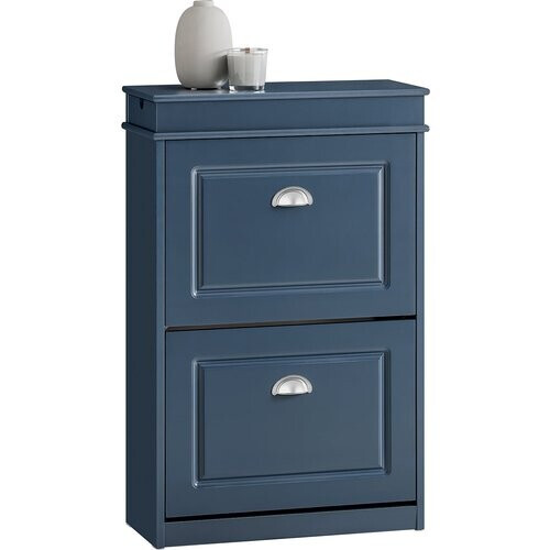 Tweedekans SoBuy FSR78-B schoenenkast met 2 kleppen, 1 lade en 1 haak - 55 x 24 x 83 cm - Blauw Tweedehands