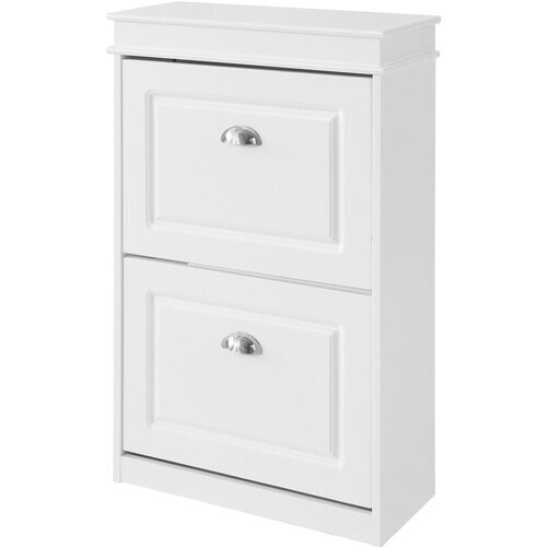 Tweedekans SoBuy FSR78-W Schoenenkast Met 2 Kleppen Schoenenrek Schoenenkipper - Schuhkipper - 54 x 83 x 24 cm - Wit Tweedehands