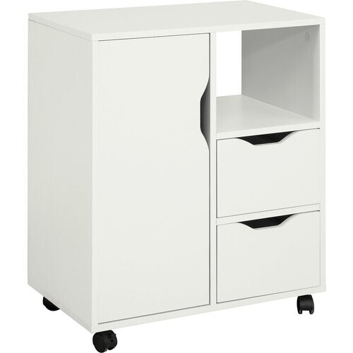Tweedekans SoBuy Kantoorkastje - Printer standaard met Laden en Deur - Max. 50KG - 60 x 35 x 70 cm - Wit Tweedehands